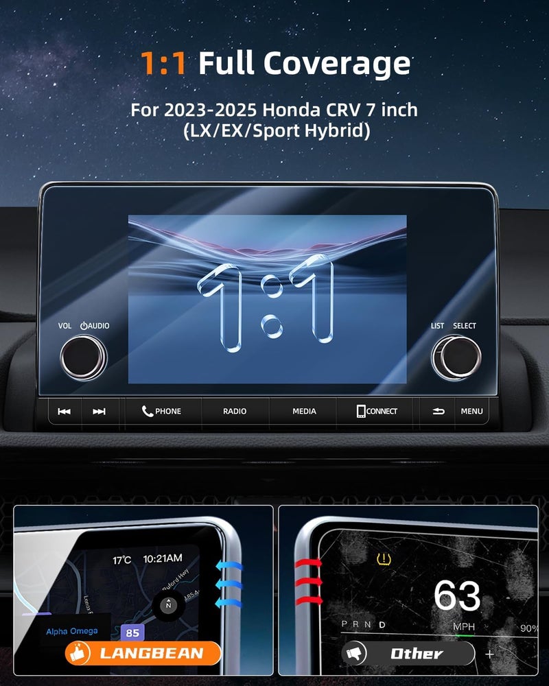 LANGBEAN Anti-Glare Matte Screen Protector for 2023-2025 Honda CRV (LX/EX/Sport Hybrid) 7-Inch Infotainment Touchscreen, 9H Tempered Glass/Anti-Fingerprint 2025 CRV Hybrid Accessories - Image 2